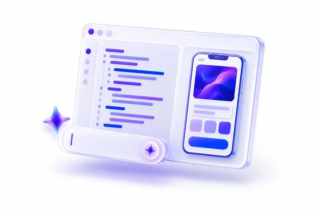 Code editor beside a phone app preview