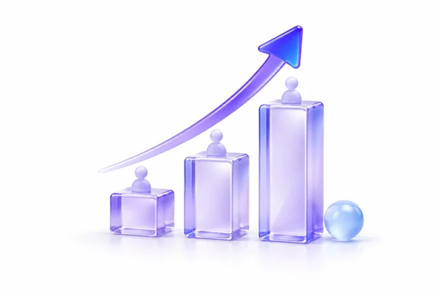 Rising bars with an upward arrow